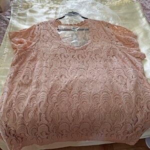 TOP, CROCHET, BLUSH PINK, SZ 5X, CAP SLEEVES, RELAXED FIT, PENNINGTONS, IN ORIGI